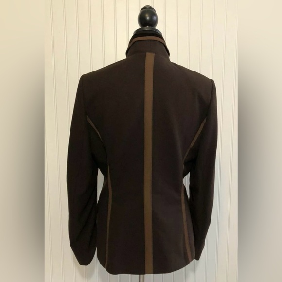 Lea Rome Brown Blazer Jacket Womens Size Large 12 42 Made in France Equestrian - Picture 5 of 11